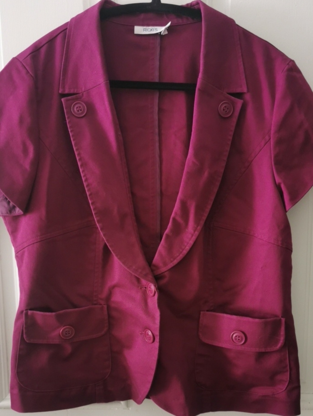 Ricki's Short Sleeve Womens Magenta Careerwear Office Casual Blazer. Size 14
